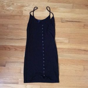 Ribbed Bodycon Dress w/ Button Down Detail